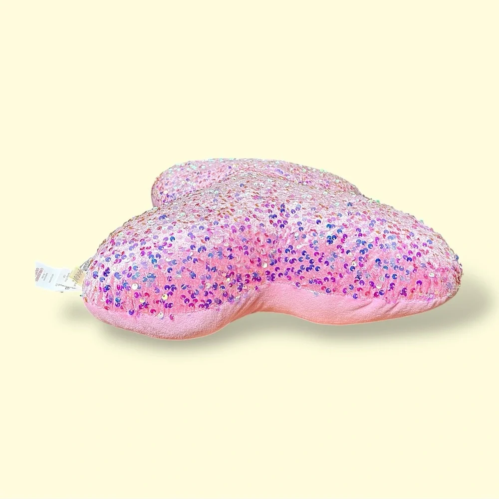 Cynthia Rowley Kids Pink Sequin Bow- Shaped Throw Pillow 20”